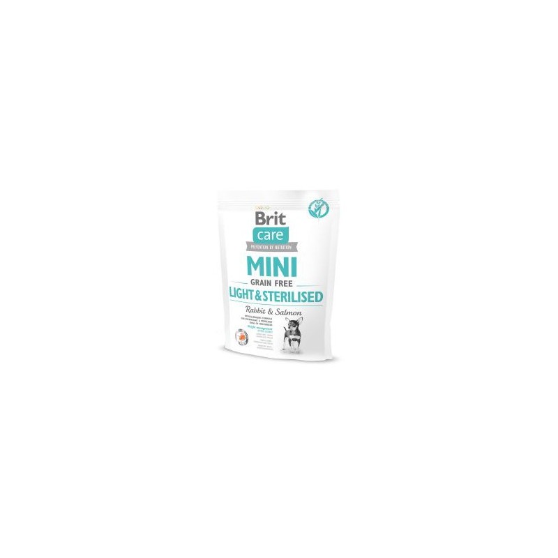 BRIT CARE GRAIN FREE MINI LIGHT & STERILISED PERRO ADULTO CON SALMÓN Y CONEJO 400g