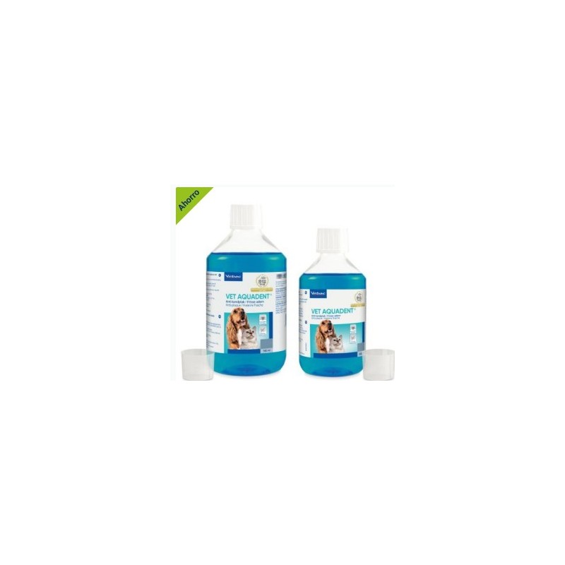 VET AQUADENT VIRBAC 500 ml Solución antiplaca,   para el agua de bebida. Para la higiene bucodental diaria de perros y gatos.