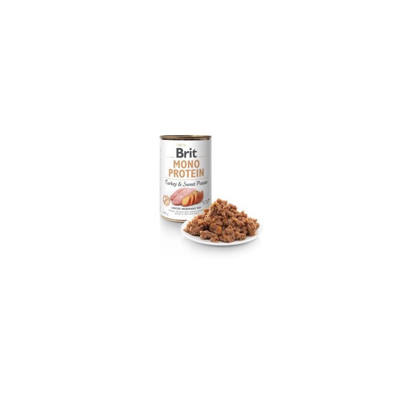 BRIT MONO PROTEIN CON PAVO Y BONIATO LATA DE 400g