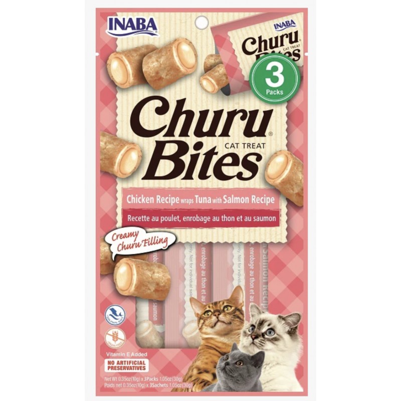 CHURU CAT BITES ATUN CON SALMON 3 X 10 GR