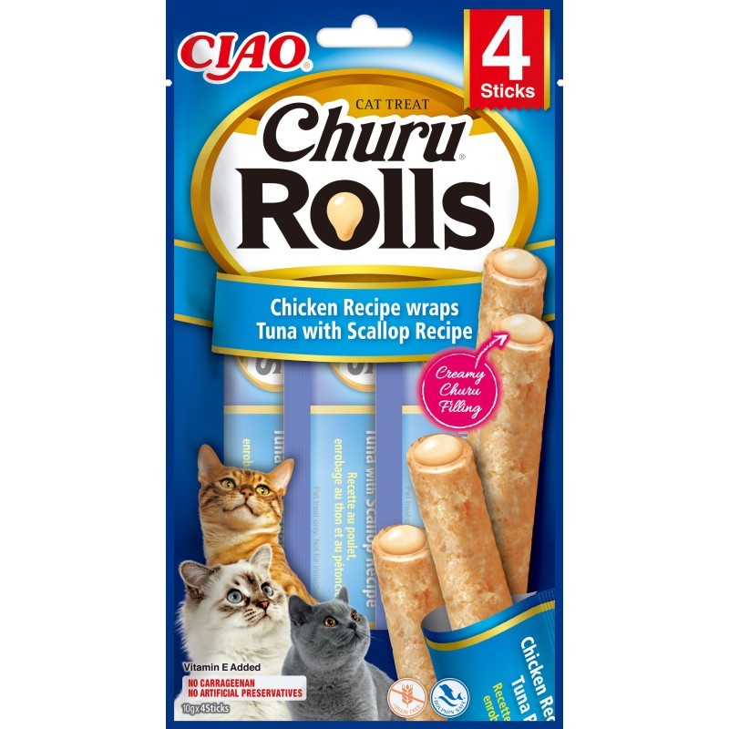 CHURU CAT ROLLS ATUN CON VIEIRA 4 X 10 GR