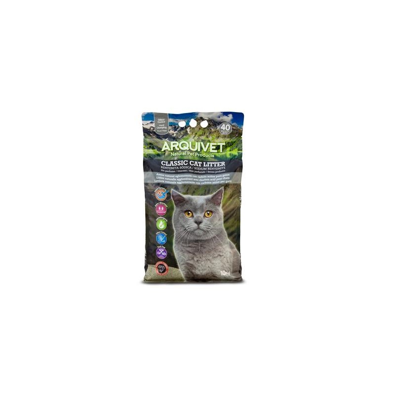 Classic Cat Litter 10 Kg - Arena 100% natural aglomerante con carbón activo para gatos - Producto premium