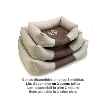 Cama cuadrada Marrón y Beige con Huella 85x68x21cm