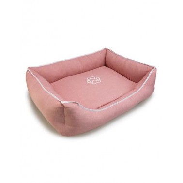 Cama cuadrada  Rosa con Huella y Ribete 85x68x21cm