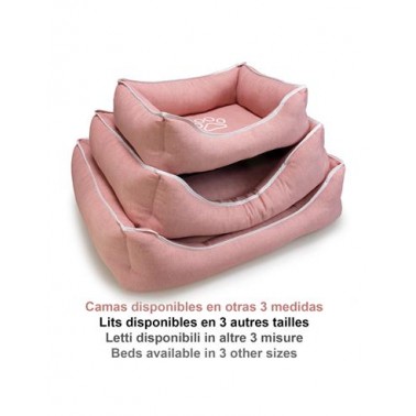 Cama cuadrada  Rosa con Huella y Ribete 85x68x21cm