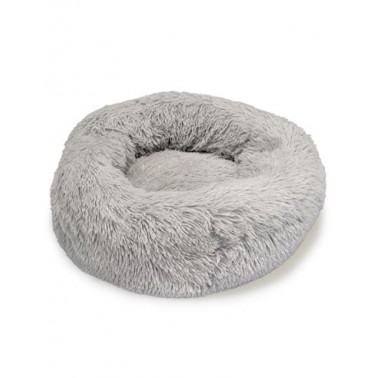 Cama redonda suave gris claro - 70 cm