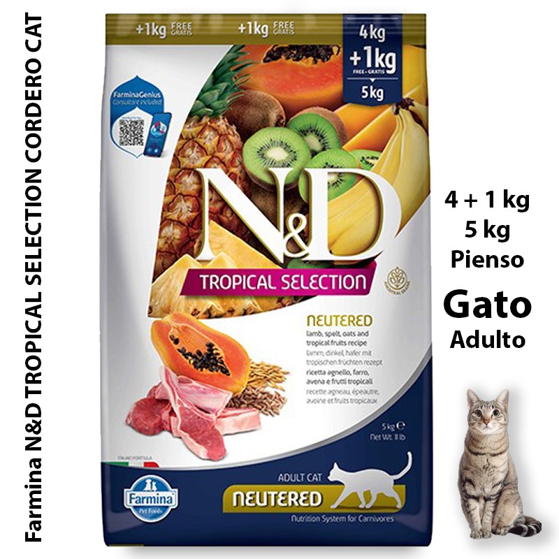 Farmina N&D CAT NEUTERED TROPICAL SELECTION CORDERO