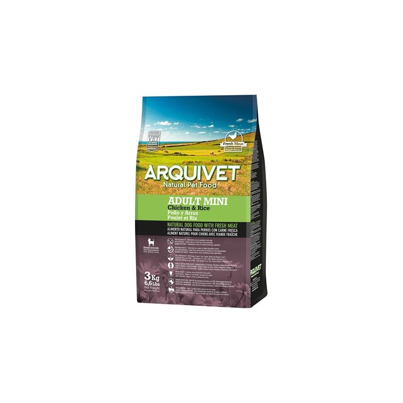 Arquivet-Adult Mini-Pienso para perros razas pequeñas-Pollo y arroz-3 kg